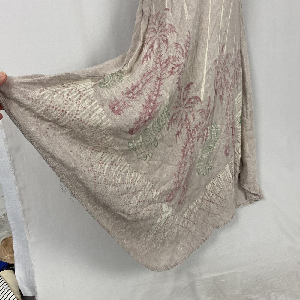 Vintage Jessica Taylor Dress 2X Beige Paisley Tropical Coastal Beachy Grunge Y2K - Picture 4 of 11